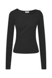 Culver Draped Twist Knit Top Black