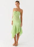 Teneika Beaded Flower Midi Skirt Lime