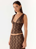 Options Lace Top Chocolate