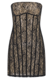 Jeannette Panelled Lace Mini Dress Black