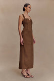 Liam Faux Suede Maxi Dress Dark Chocolate