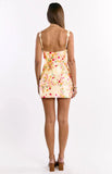 Marbelle Yellow Bloom Satin Mini Dress