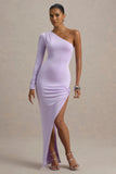 Astra Lavender One Shoulder Asymmetric Maxi Dress