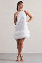 Raise A Glass White A Line Mini Dress With Tulle Hem