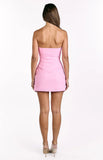 Temmie Pink Hibiscus Print Strapless Mini Dress