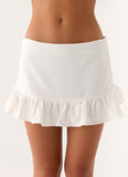 Lucie Mae Linen Mini Skirt White