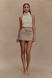 Hayes Faux Suede Belted Mini Skirt Sand