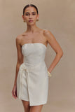 Steph Strapless Linen Mini Dress White