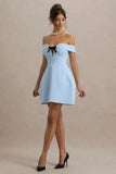 Lavender Powder Blue Sweetheart Mini Dress With Bow Detail