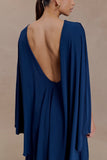 Emory Jersey Cape Maxi Dress Navy