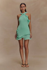 Caprice Halter Knit Mini Dress Lagoon