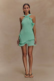 Caprice Halter Knit Mini Dress Lagoon