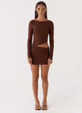 Catch The Night Sequin Mini Dress Chocolate