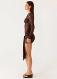 Consie Long Sleeve Mini Dress Chocolate