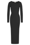 Culver Draped Twist Knit Midi Dress Black