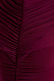 Azaria Burgundy High Neck Maxi Dress With Ruched Detailing