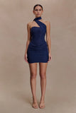 Mattea Diamante Mini Dress With Scarf Navy