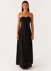 Tayla Linen Maxi Dress Black