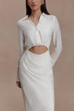 Cecilie Cut Out Shirt Midi Dress White
