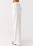 Delong Low Rise Linen Pants White