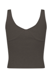 Natalya Ribbed Knit Cami Top Dark Chocolate