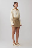 Gia Long Sleeve Satin Shirt Buttermilk