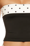 Reece Black Polka Dot Strapless Top