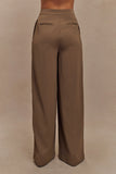 Faith Suiting Wide Leg Pant Cacao Brown