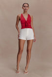 Alessandra Slinky Ruffle Top Ruby