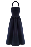 Caroline Denim Halter Midi Dress Indigo Blue