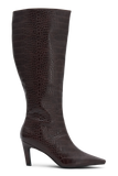 Sarah Faux Leather Crocodile Boot Chocolate