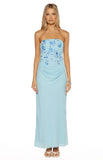 Serenity Blue Strapless Beaded Party Maxi Dress