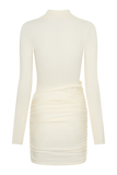 Agness Long Sleeve Button Up Knit Dress Ivory
