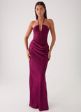 Verner Halter Maxi Dress Plum