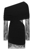 Luxie Lace Knit Mini Dress Black