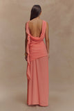 Daria Draped Chiffon Maxi Dress Pastel Nectarine