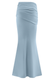 Irene Gathered Knit Maxi Skirt Blue