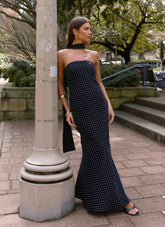Under The Pagoda Maxi Dress Black Polkadot