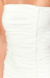 Let Go White Ruched Mini Dress