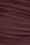 Cyra Brown Asymmetric Neck Maternity Maxi Dress With Sash