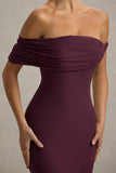 Melika Burgundy Twisted Bardot Maxi Dress