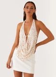 Brixton Pearl Cowl Neck Halter Top Pearl