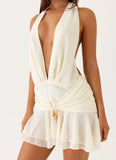 Demelza Halter Mini Dress Ivory
