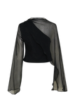 Ida Sheer Asymmetrical Long Sleeve Cape Black