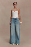 Melany Applique Denim Bustier White