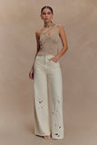 Leone One Shoulder Metallic Knit Top Gold