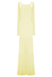 Haille Knit Chiffon Maxi Dress Lemon