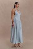 Angelina Scuba Halter Midi Dress Pale Blue