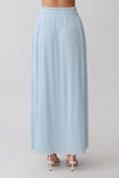 Amaris Gathered Plisse Maxi Skirt Pale Blue