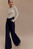 Jen Wide Leg Flare Denim Jeans Indigo Blue